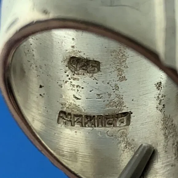 Vintage Taxco 925 Sterling Silver Textured Diamond Cut Statement Finger Ring - Picture 8 of 9